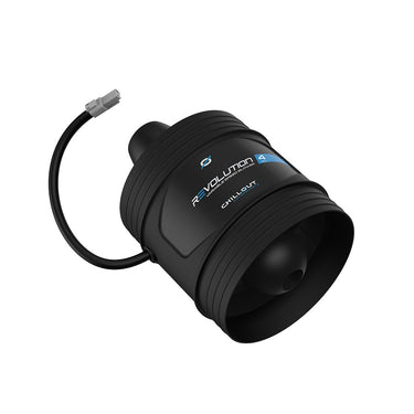 Black cooling device with cable on a white background
